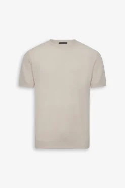 Cream honeycomb knit t-shirt