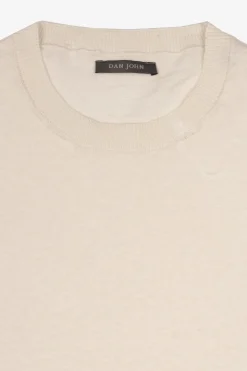 Cream linen blend knit t-shirt