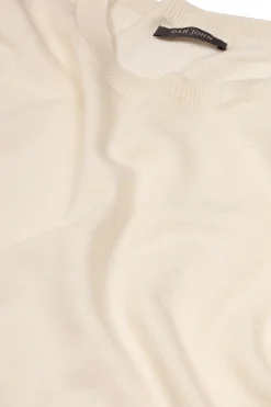 Cream linen blend knit t-shirt
