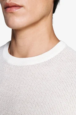 Cream linen blend woven sweater