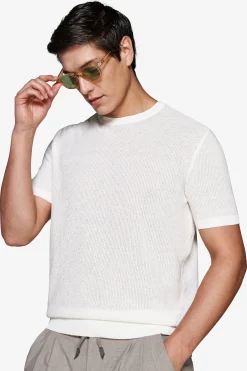 Cream linen blend woven sweater