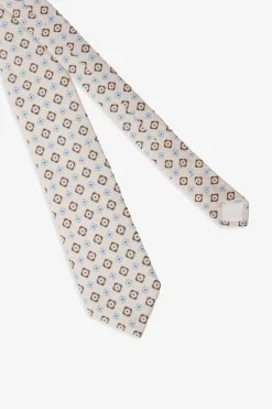Cream micro pattern cotton tie