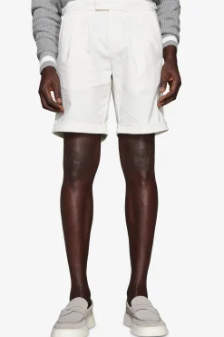 Cream textured Bermuda shorts