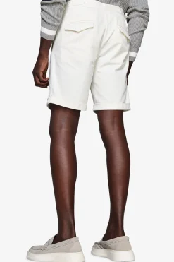 Cream textured Bermuda shorts