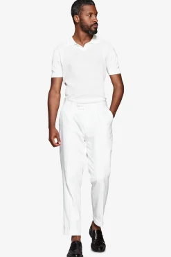 Cream textured knit polo shirt