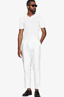 Cream textured knit polo shirt