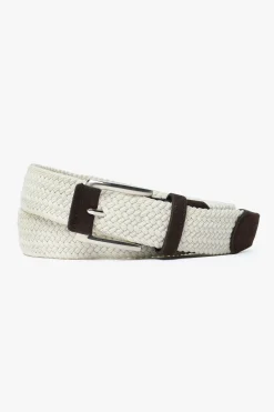 Cream woven elastic casual belt