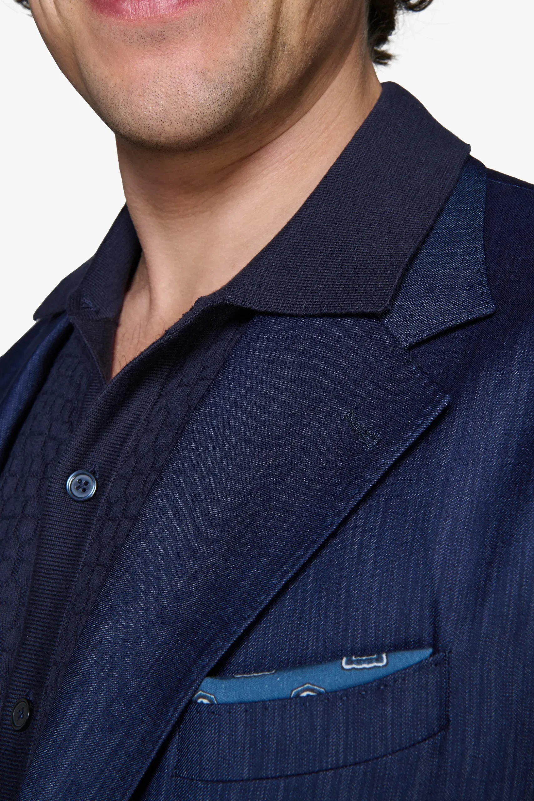 Dark blue denim effect blazer