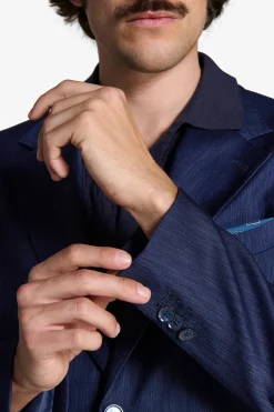 Dark blue denim effect blazer