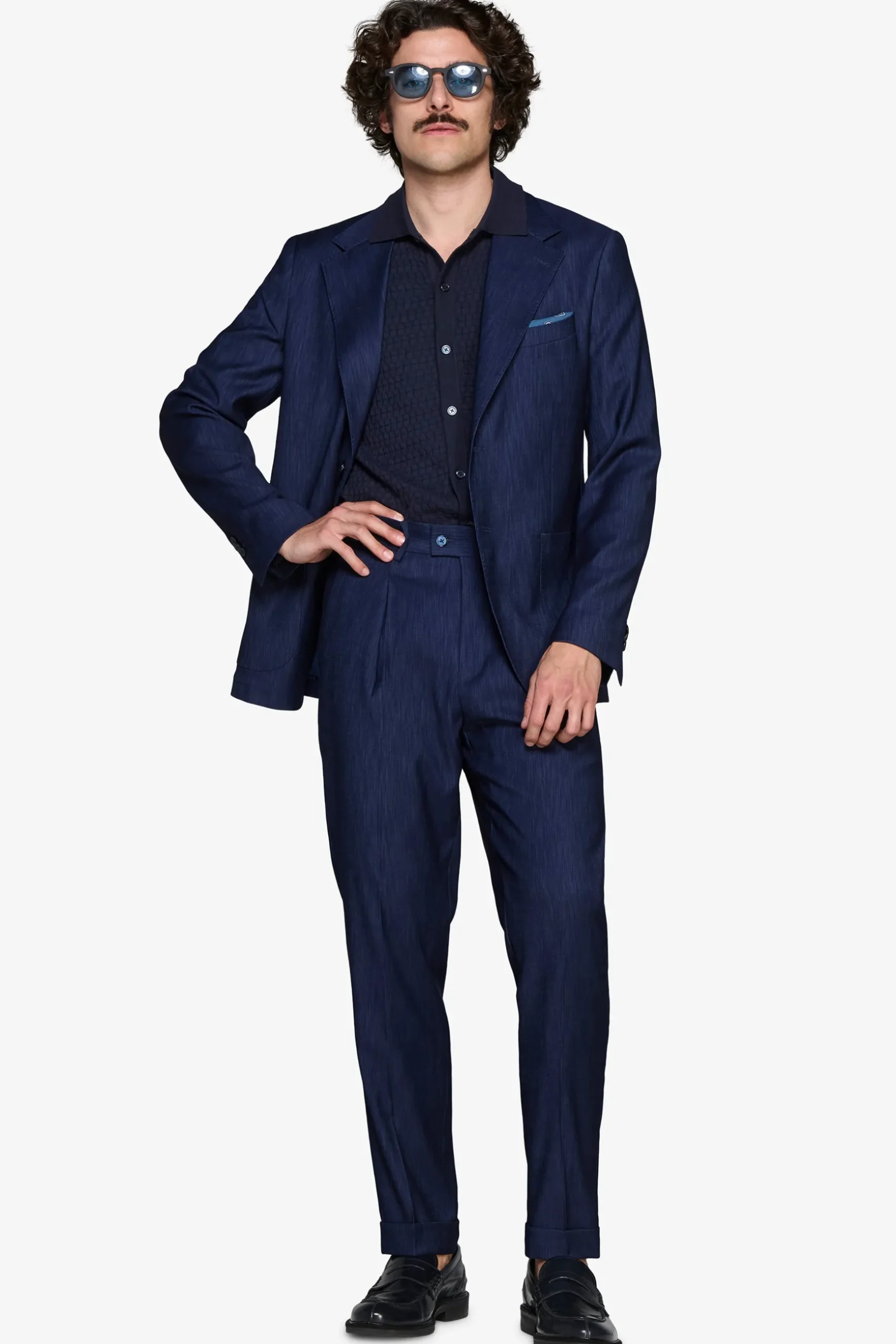 Dark blue denim effect blazer