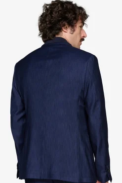 Dark blue denim effect blazer