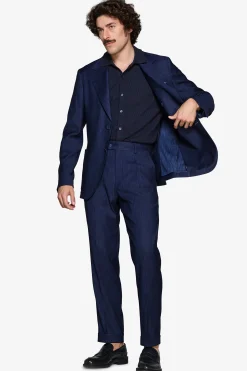 Dark blue denim effect blazer