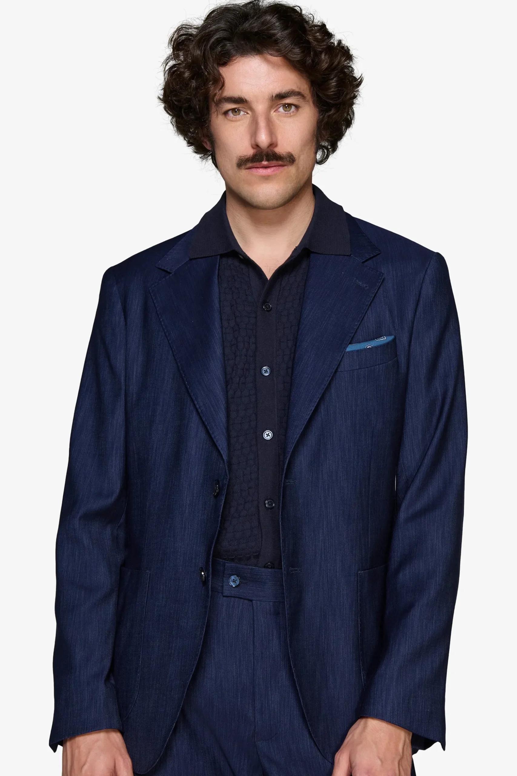 Dark blue denim effect blazer
