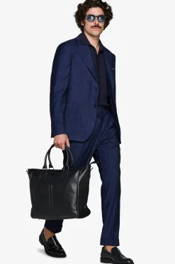 Dark blue denim effect blazer