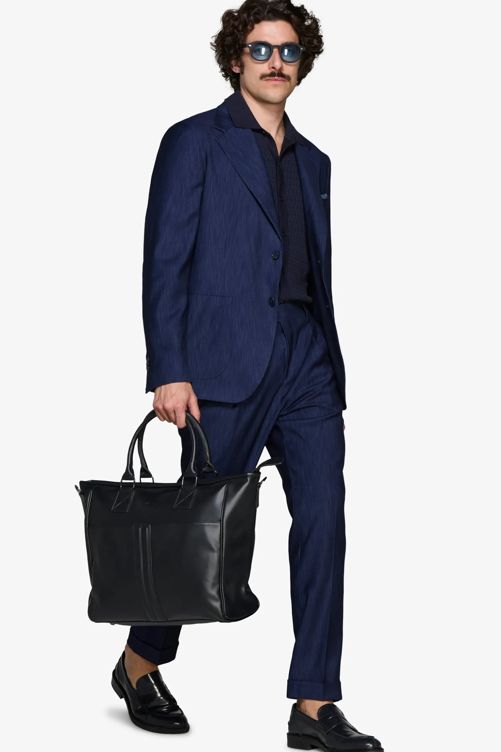 Dark blue denim effect blazer