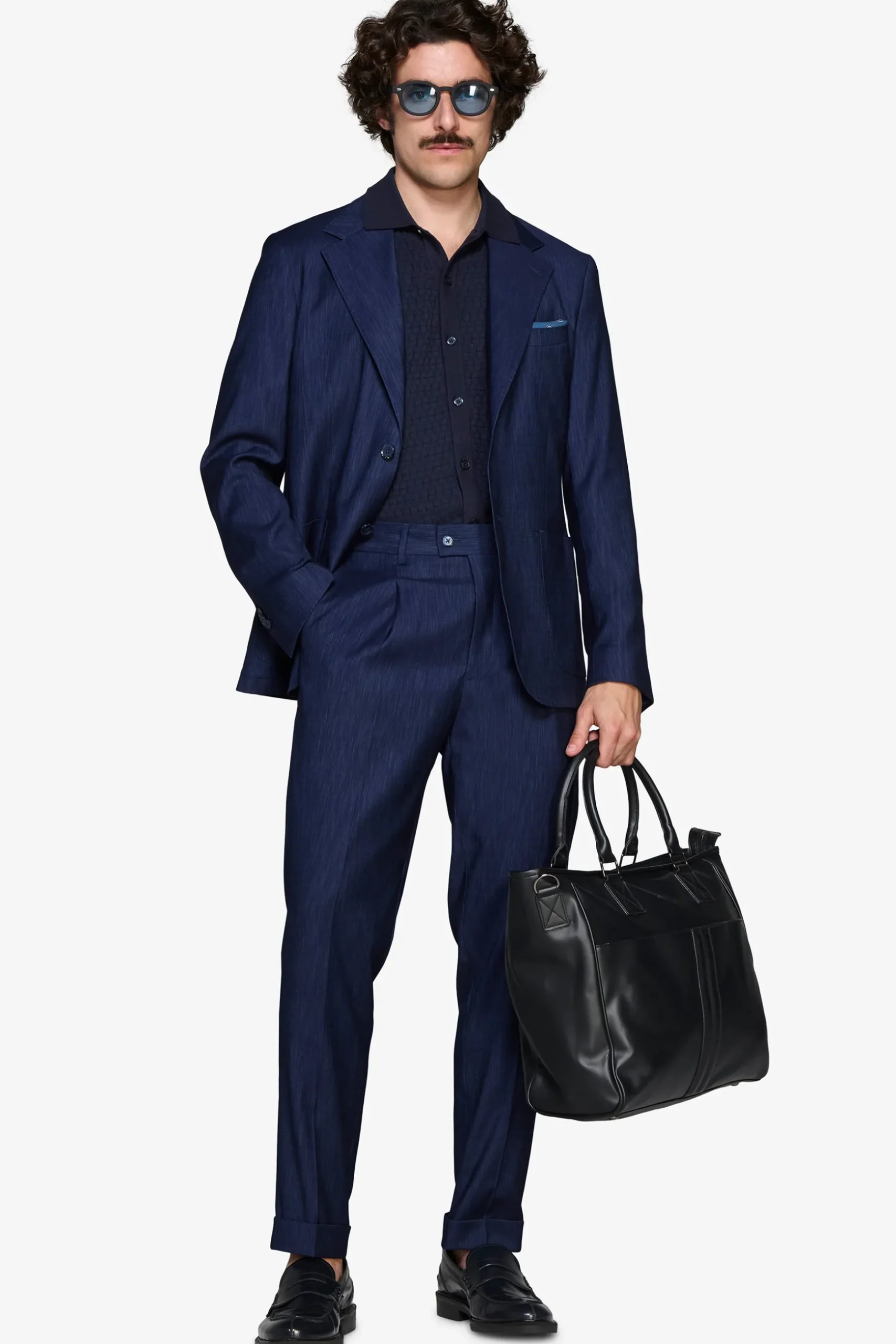 Dark blue denim effect blazer