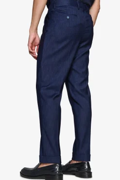 Dark blue denim effect trousers