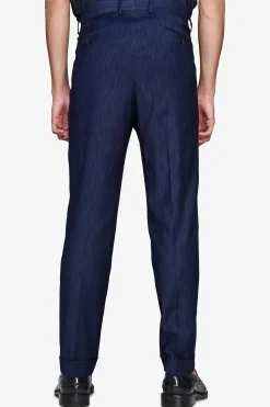 Dark blue denim effect trousers