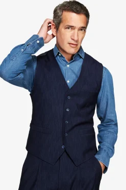 Dark blue denim effect waistcoat