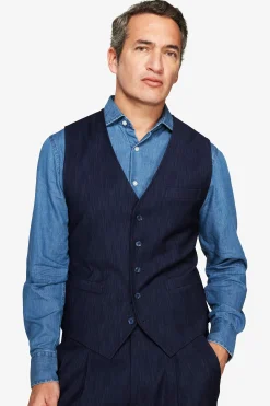 Dark blue denim effect waistcoat