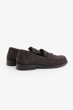 Dark brown college suede loafers