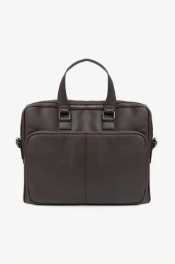 Dark brown faux-leather overnight bag