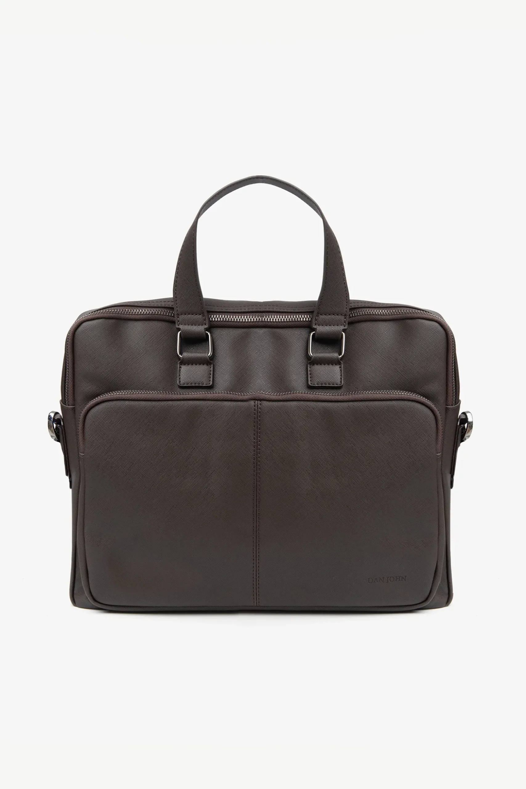 Dark brown faux-leather overnight bag