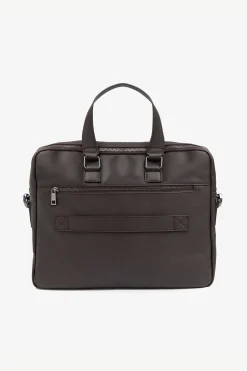 Dark brown faux-leather overnight bag