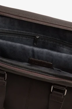 Dark brown faux-leather overnight bag