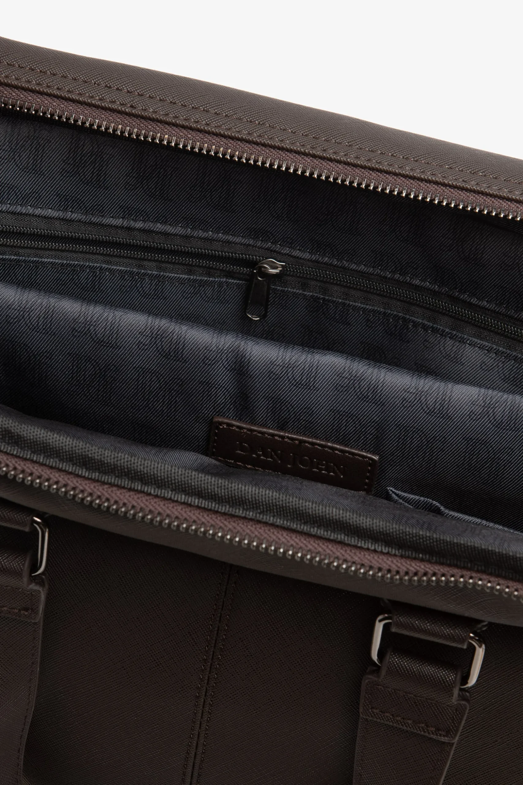 Dark brown faux-leather overnight bag