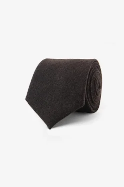Dark brown flannel effect tie