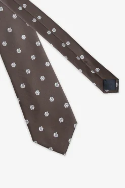 Dark brown floral design tie