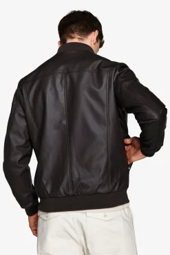 Dark brown leatherette bomber jacket