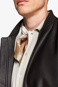 Dark brown leatherette bomber jacket