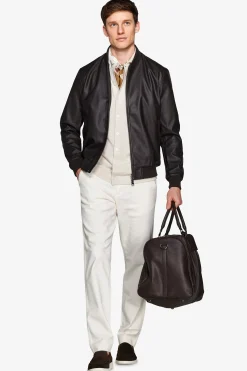 Dark brown leatherette bomber jacket