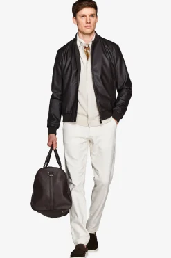 Dark brown leatherette bomber jacket