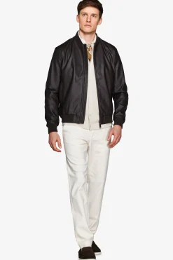 Dark brown leatherette bomber jacket