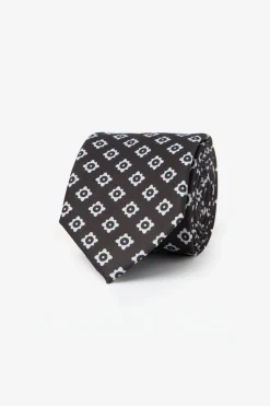 Dark brown macro flowers tie