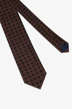 Dark brown micro flowers jacquard tie