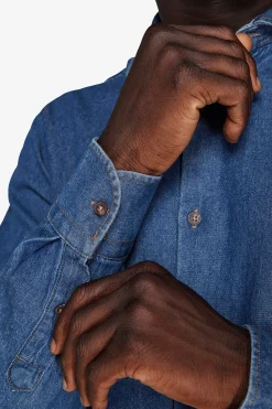Dark wash chambray denim shirt