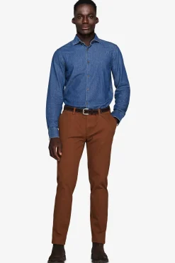 Dark wash chambray denim shirt