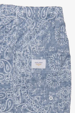 Denim cashmere print swim trunks