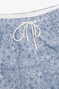 Denim cashmere print swim trunks