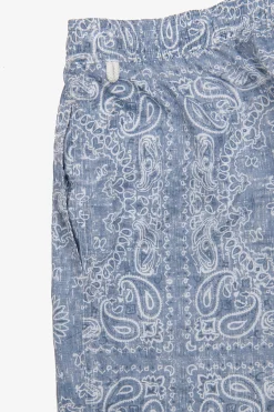 Denim cashmere print swim trunks
