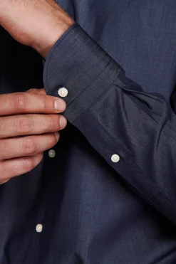 Denim effect slim gabardine shirt