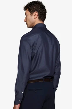 Denim effect slim gabardine shirt