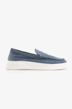 Denim suede loafers
