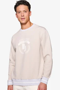 DNJ beige crewneck sweatshirt with logo