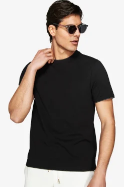 DNJ Black lightweight cotton t-shirt