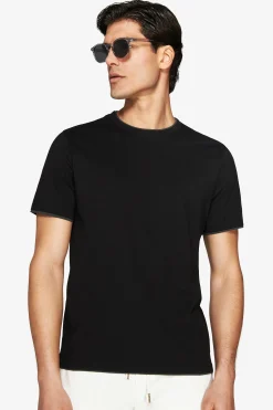 DNJ Black lightweight cotton t-shirt